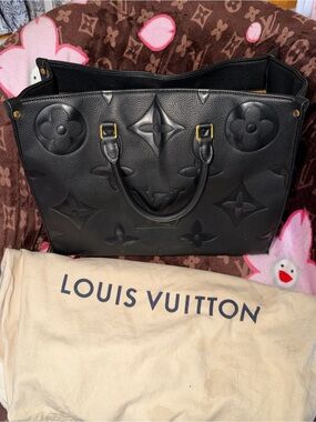 Fashion Black Embossed Monogram Leather Tote